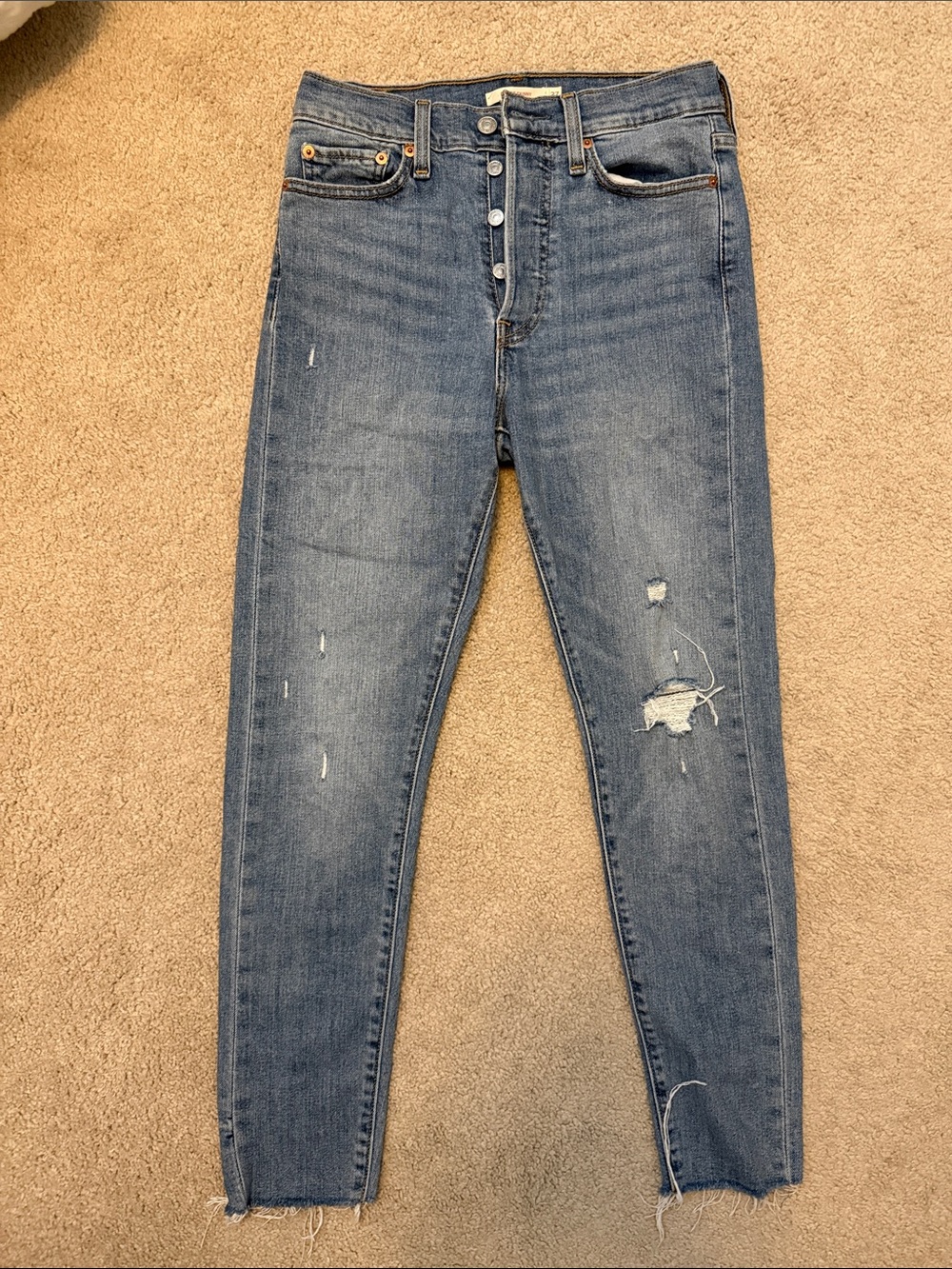 Distressed Levi Denim Wedgie Skinny Jeans